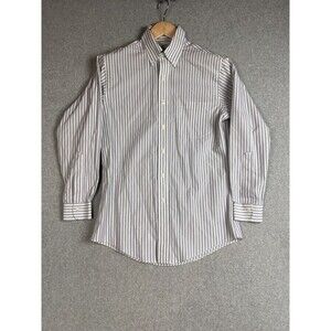 Brooks Brothers Mens Button Down Shirt 15.2/3 Purple Stripe Long Sleeve Slim Fit